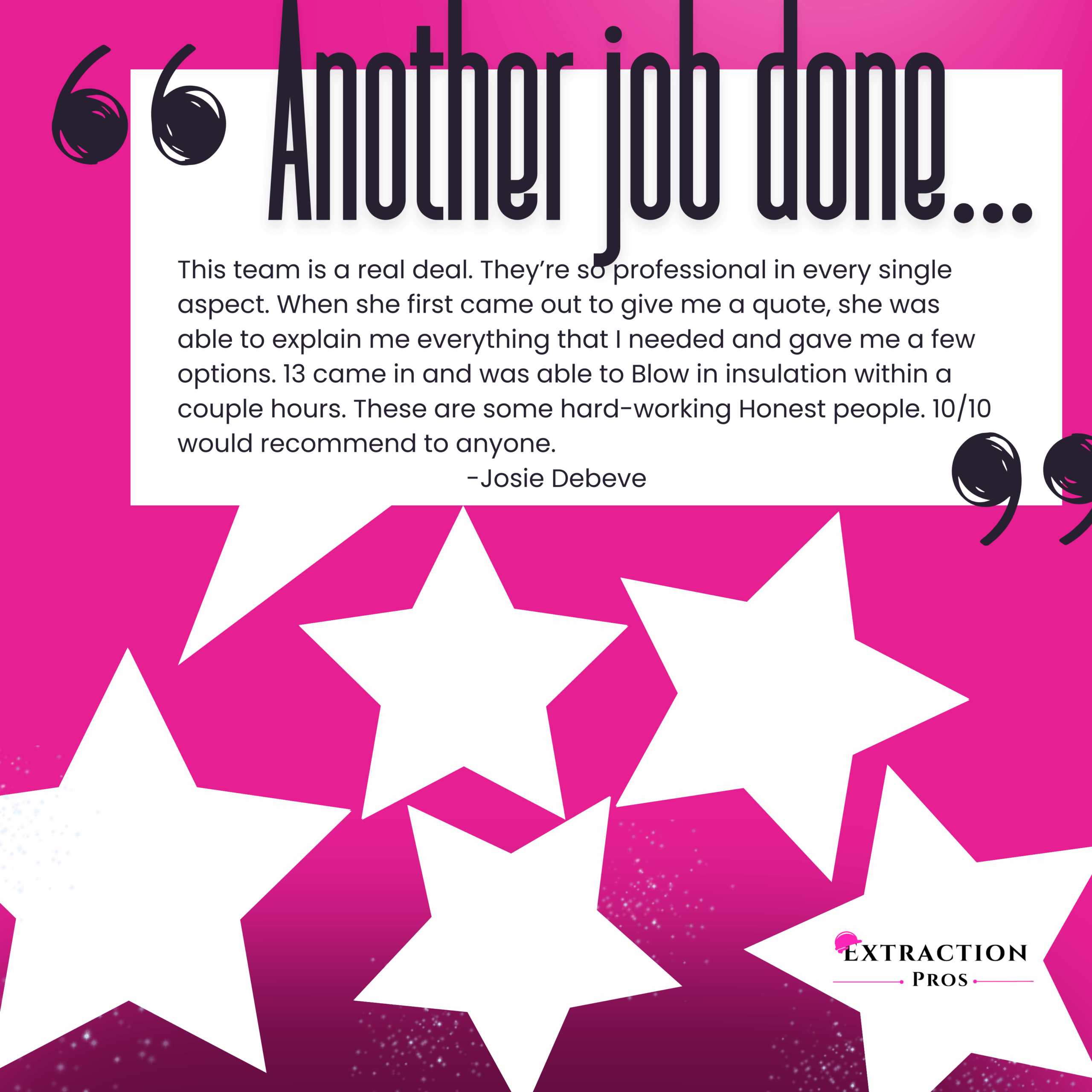 Thank you for trusting Extraction Pros in Alabama with your insulation installation and attic upgrade needs.